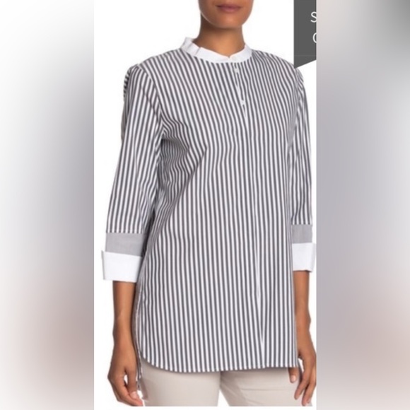 LAFAYETTE 148 Stripes Tunic Blouse Size XL - Picture 1 of 10